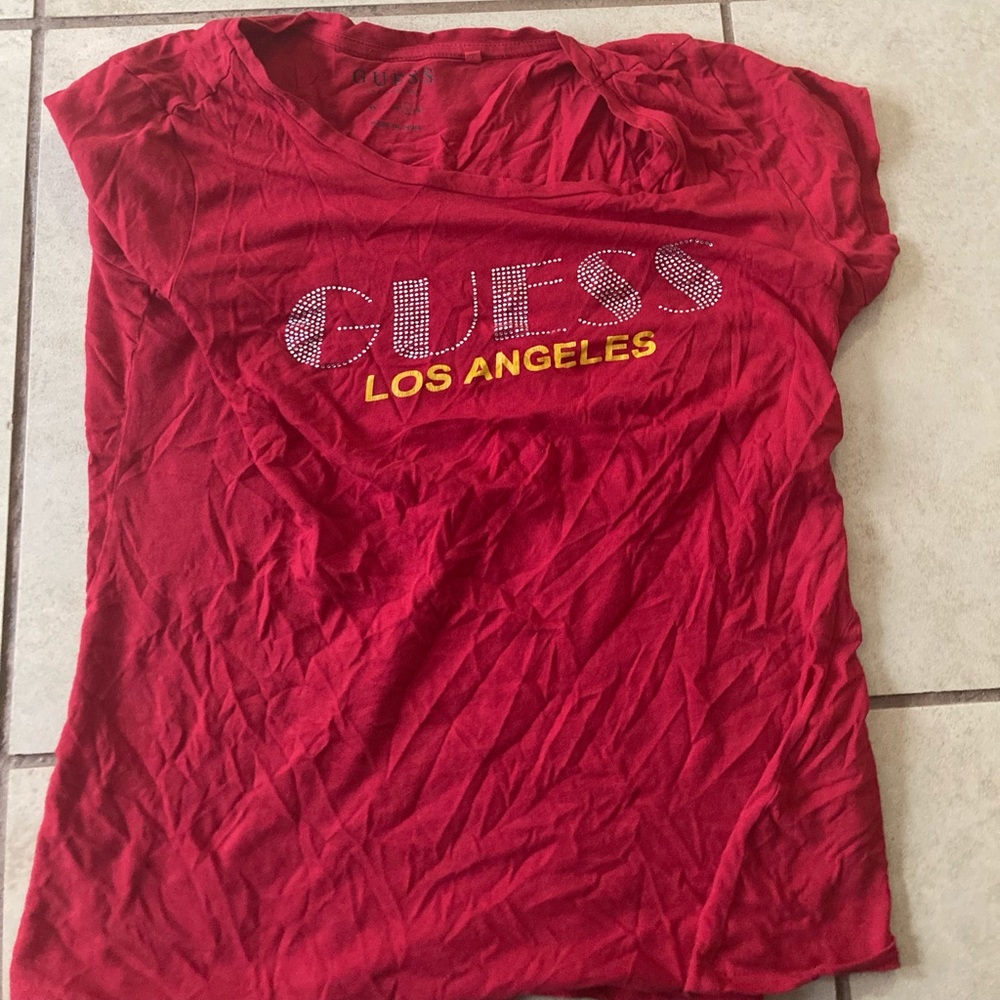 Rhinestone red guess shirt